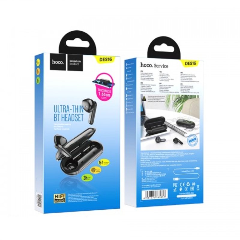 Hoco DES16 Ultra-thin TWS headset Black