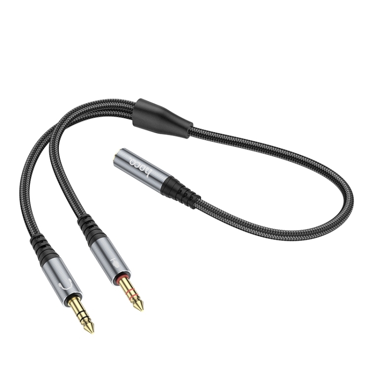 Hoco UPA21 2-in-1 3.5 headset audio adapter cable(female to 2*male) metal gray