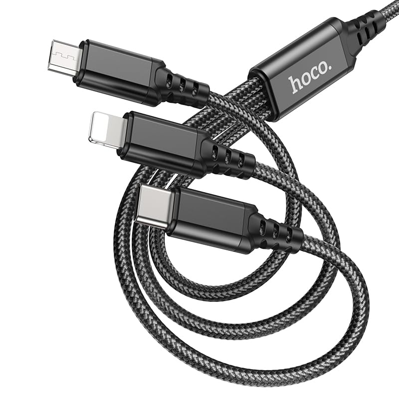 Кабель HOCO X76 3-in-1 Super charging cable(iP+Type-C+Micro) 2A/1m Black