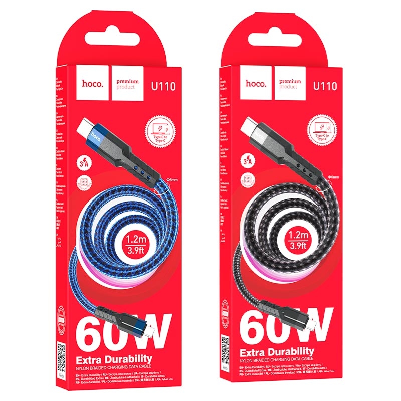 Hoco U110 Type-C to Type-C 60W charging data cable black