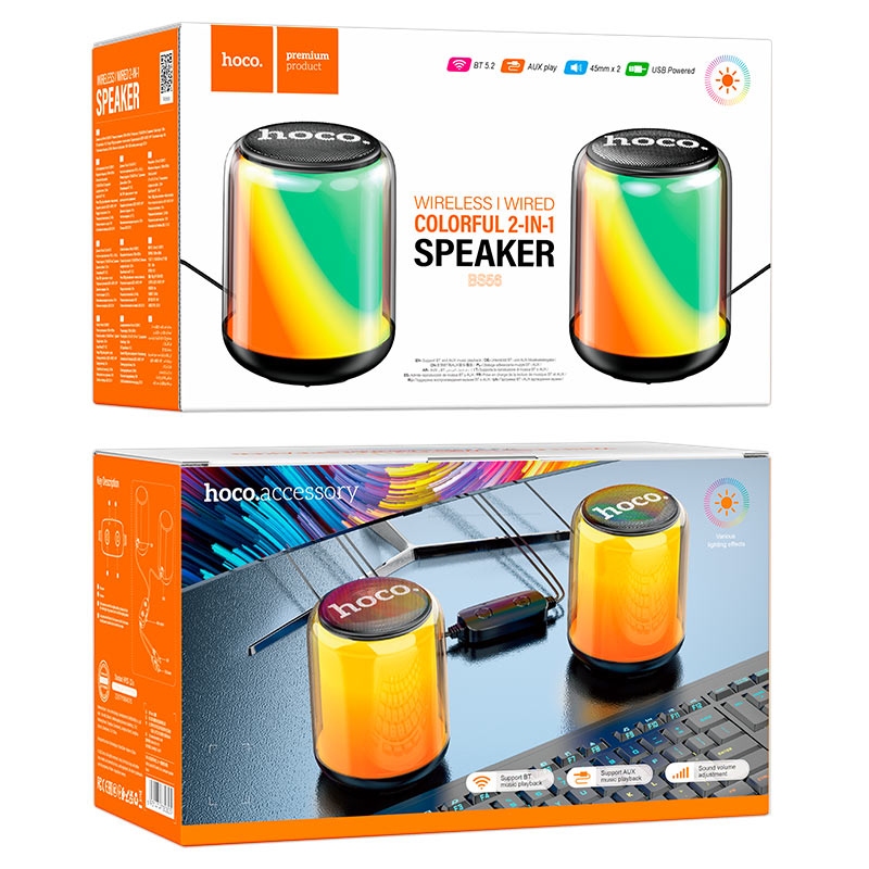 Hoco BS56 Colorful BT wired 2-in-1 computer speaker black