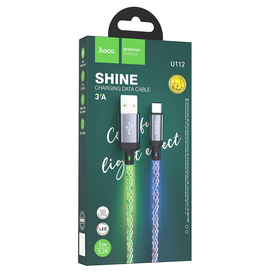 Hoco U112 Shine charging data cable for Type-C gray