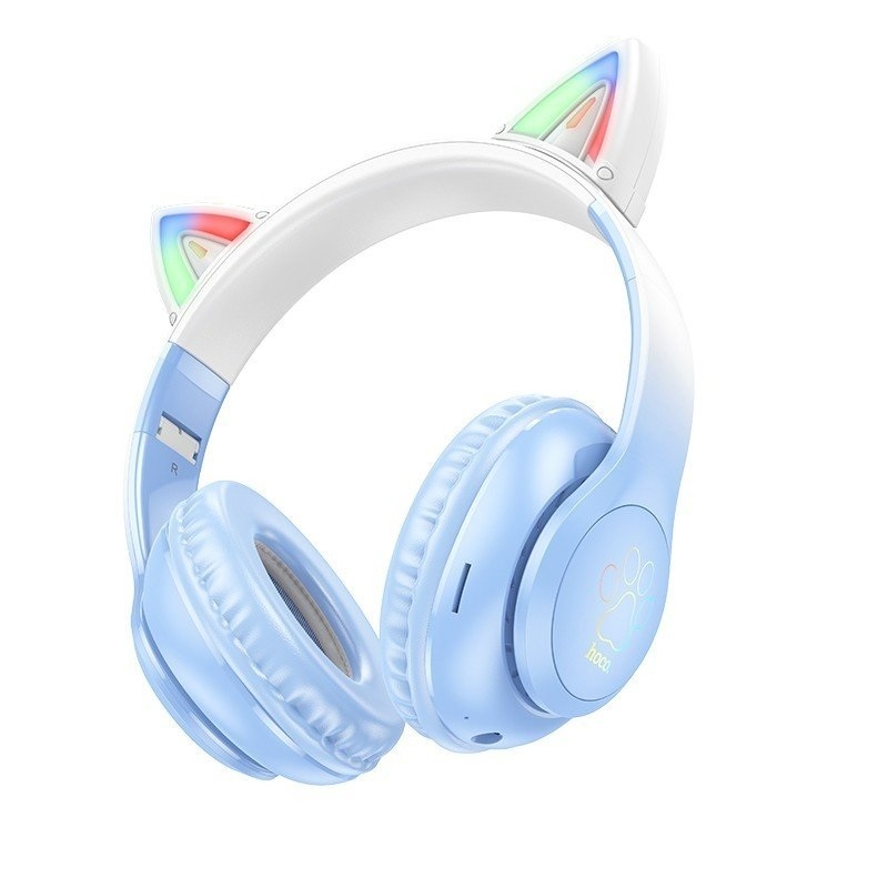W42 Cat ears BT headphones crystal blue