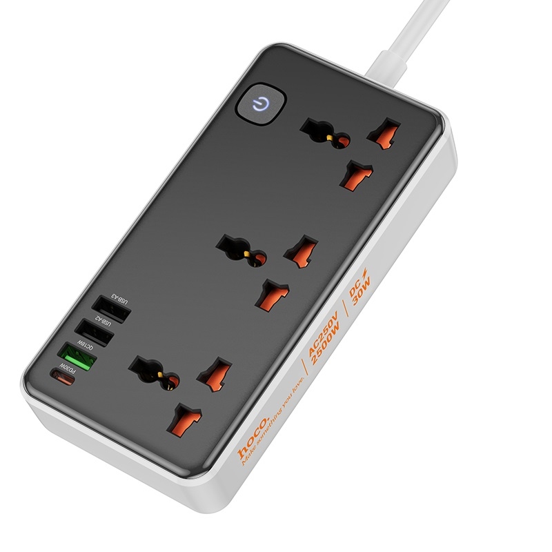 Hoco AC8A Storm 3-position socket(PD30W/1C3A)(EU) black