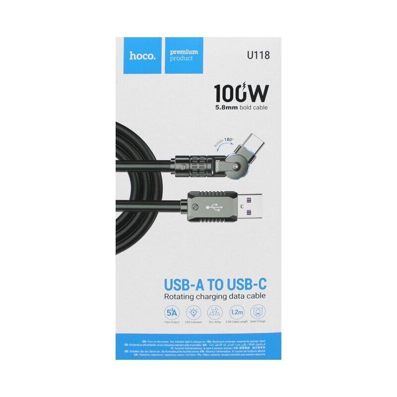 Hoco U118 Type-C Triumph 100W rotating charging data cable black