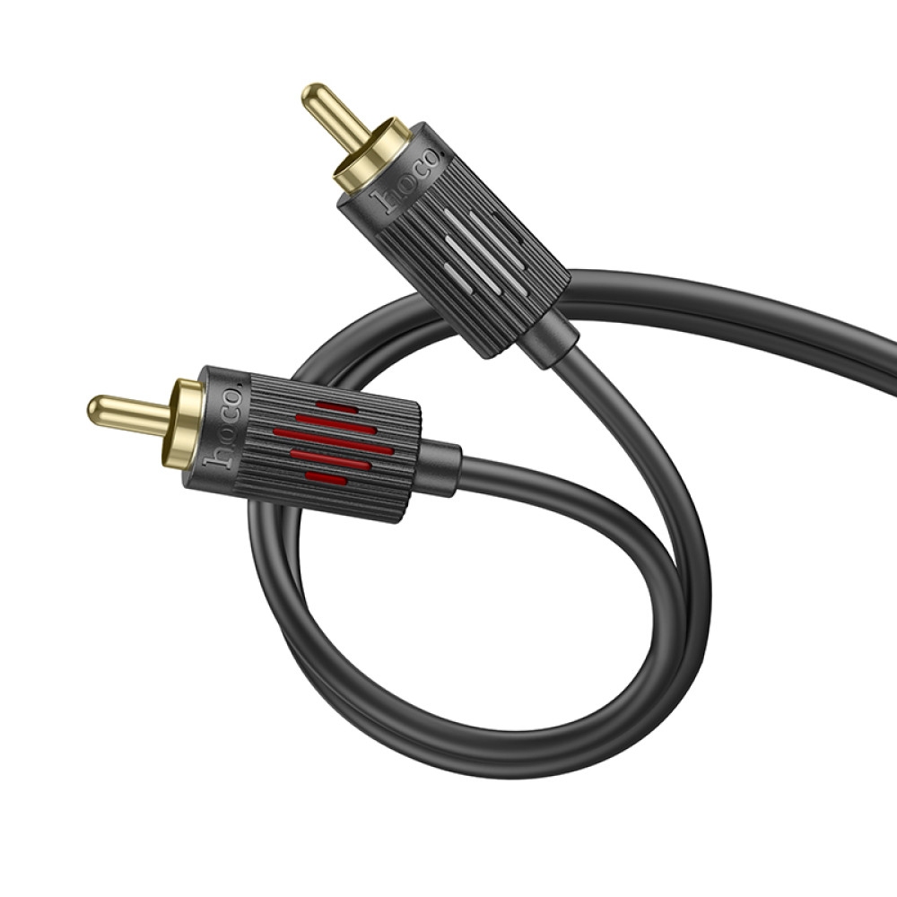 Hoco UPA29 dual RCA red and white double lotus audio cable black