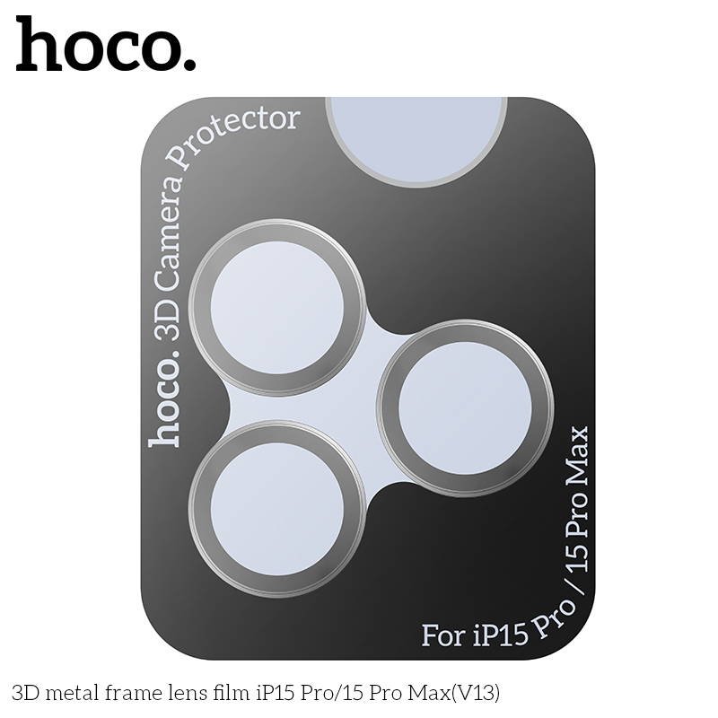 Hoco 3D metal frame lens film iPhone 15 Pro/15 Pro Max (V13) space gray
