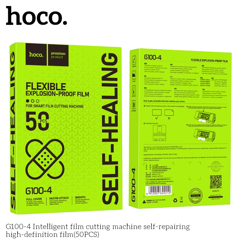 Hoco G100-4 Intelligent film cutting machine self-repairing high-definition film(50PCS) transparent
