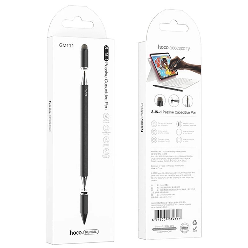 Hoco GM111 Cool dynamic series 3-in-1 passive universal capacitive pen black