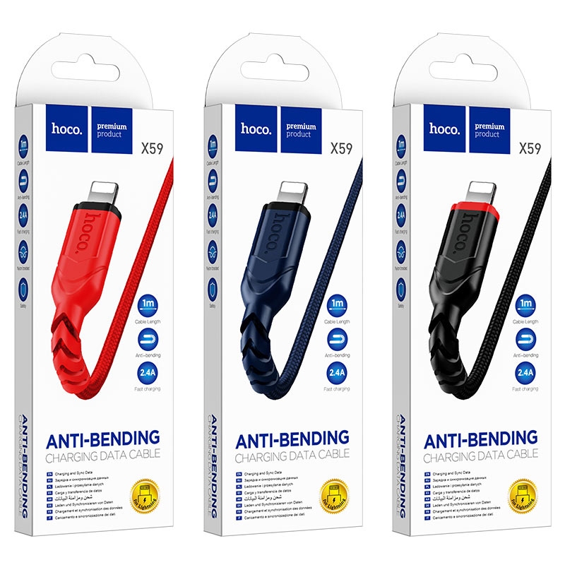 Hoco X59 Victory charging data cable iP(L=3M) black