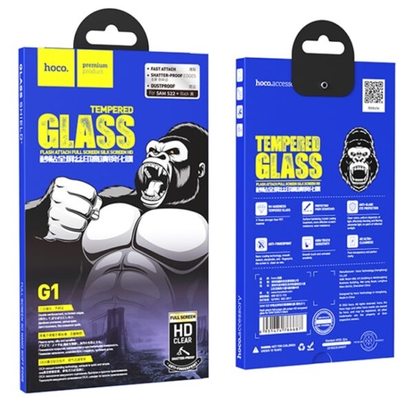 Hoco Flash attach full screen silk screen HD tempered glass for Samsung S24 Ultra(G1) black
