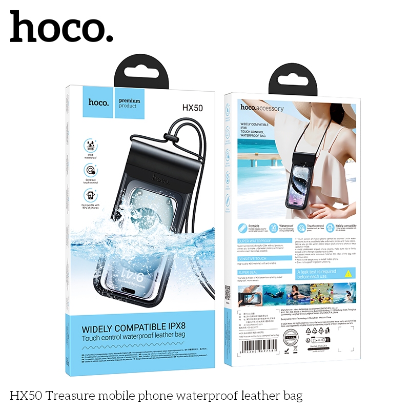 Hoco HX50 Treasure mobile phone waterproof leather bag black