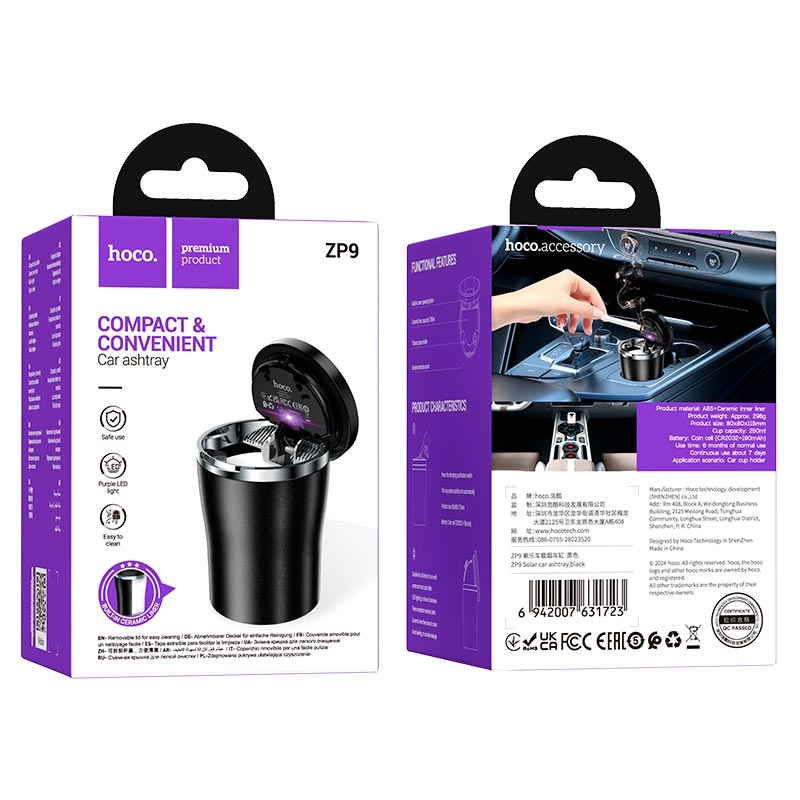 Hoco ZP9 Solar car ashtray black