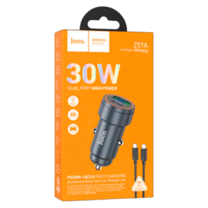 Hoco Z57A Glorious PD30W+QC3.0 car charger set(C to C) metal gray