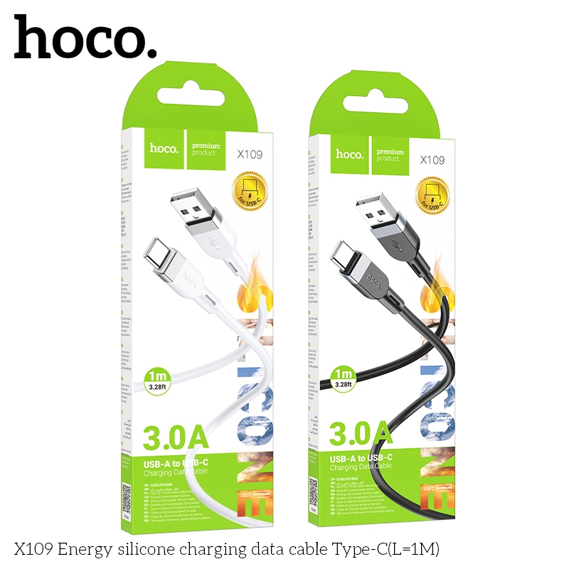 Hoco X109 Energy silicone charging data cable Type-C(L=1M) black