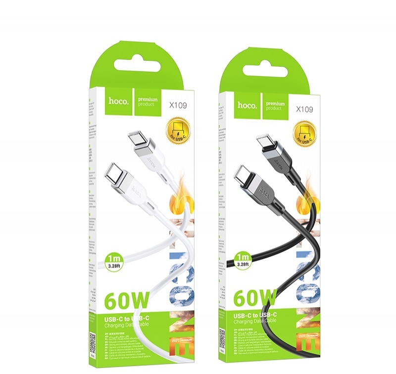 Hoco X109 Energy 60W silicone charging data cable C to C(L=1M) white