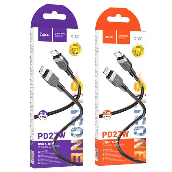 Hoco X109 Energy silicone charging data cable Type-C(L=2M) black