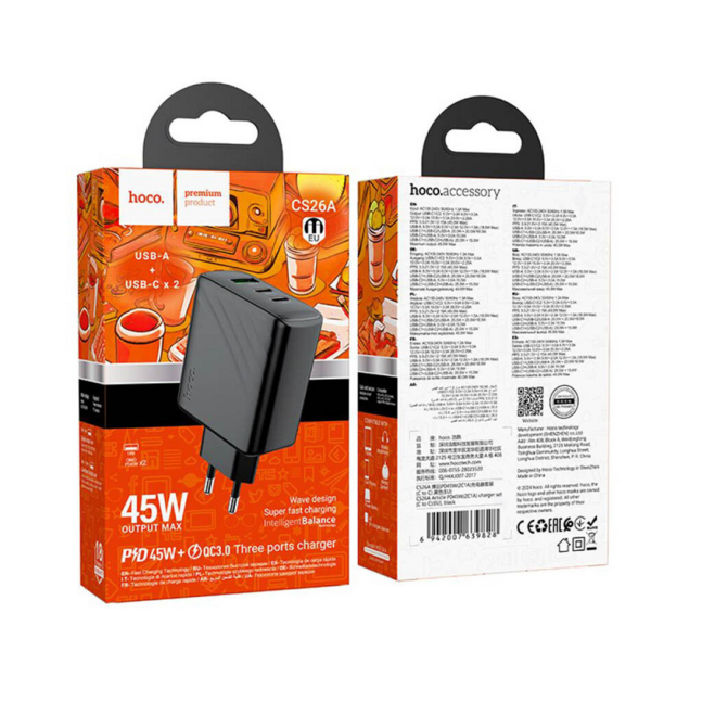 Hoco CS26A Article PD45W(2C1A) charger(EU) black