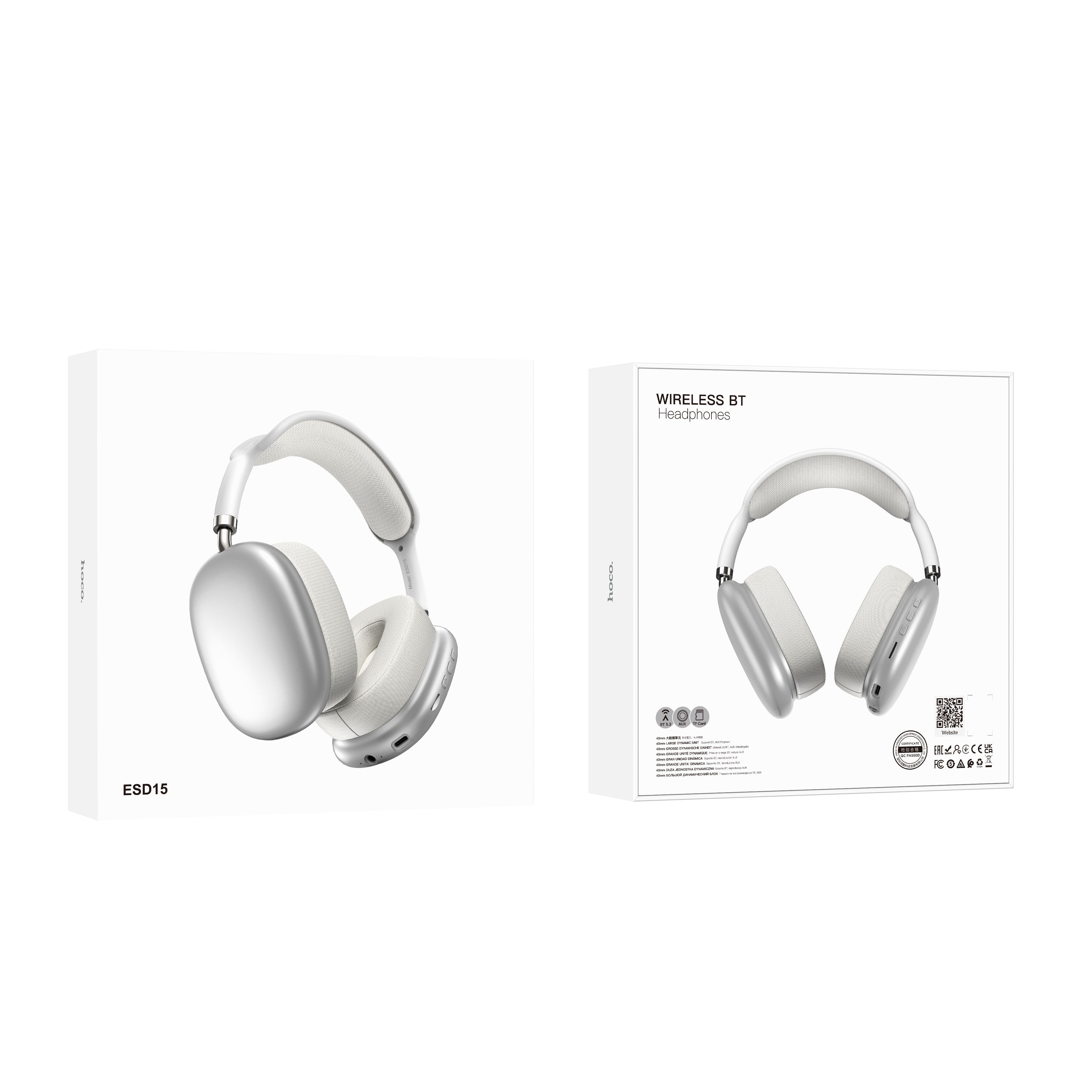 Hoco ESD15 Max Shadow ANC noise reduction BT headphones silver