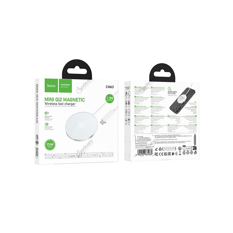 Hoco CW63 Fast Qi2 magnetic wireless fast charger white