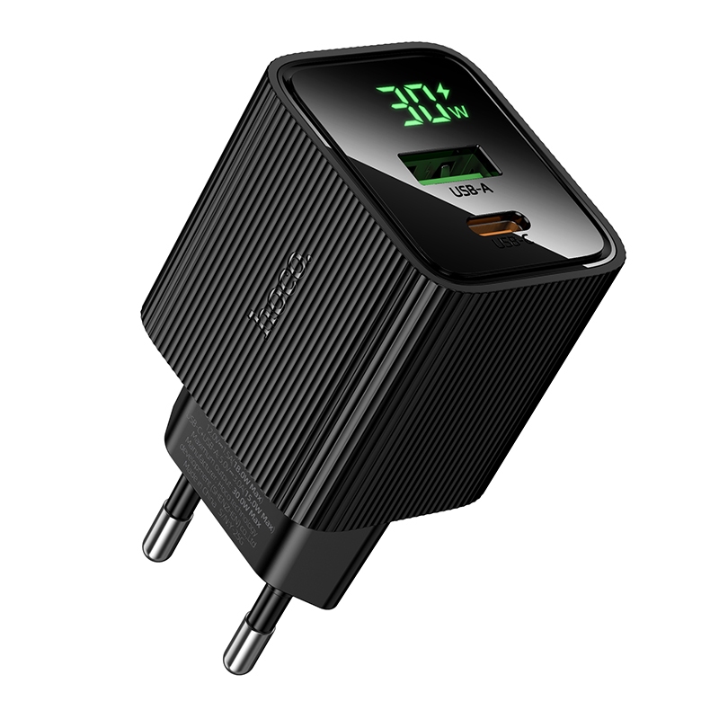 Hoco CS84A Excellent PD30W+QC3.0 charger with digital display(EU) black