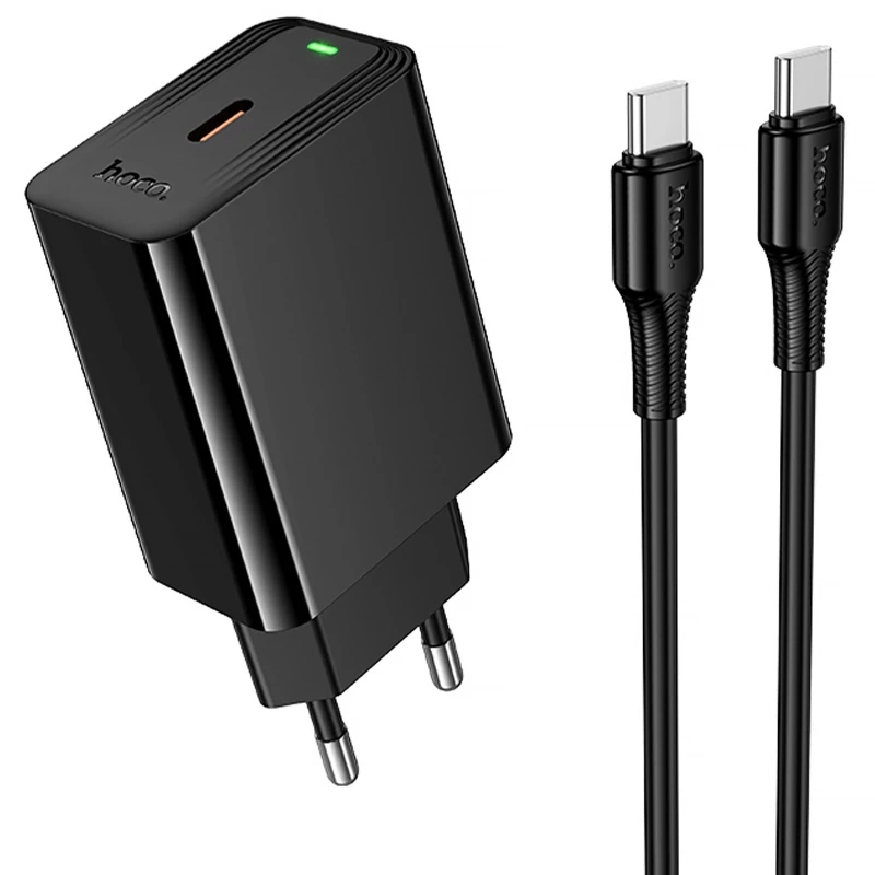 Hoco CS93A Leader single port PD20W charger set(C to C)(EU) black