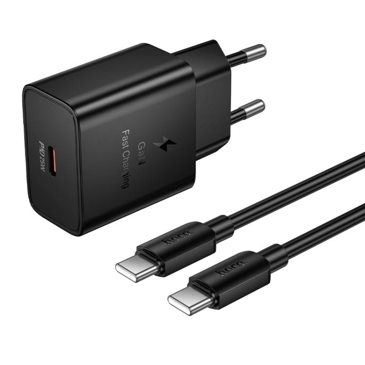 Hoco N76 Star single port PD25W charger set(C to C)(EU) black