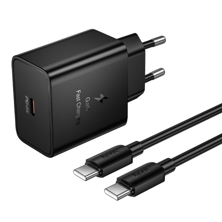 Hoco N77 Star single port PD45W charger set(C to C)(EU) black