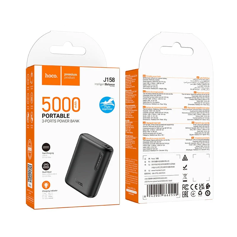 Hoco J158 Pro Runner 22.5W+PD20W fully compatible power bank(10000mAh) black