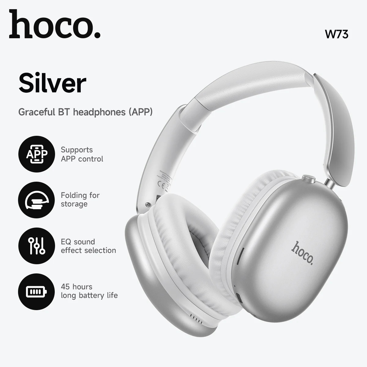 Hoco W73 Graceful BT headphones(App) silver