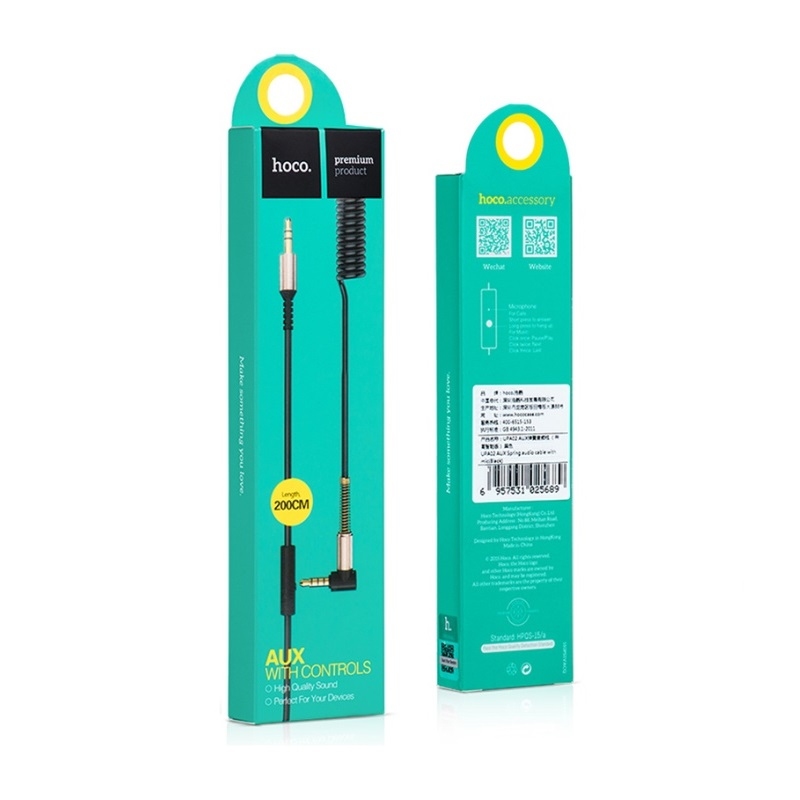 Hoco UPA02 AUX Spring Audio cable (with Mic) black