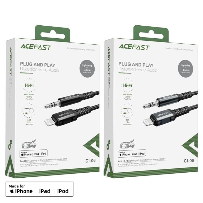 ACEFAST C1-06 Lightning to 3.5mm aluminum alloy audio cable,black