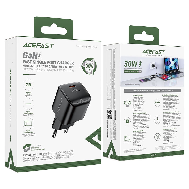 ACEFAST A77 mini PD30W GaN USB-C charger,black