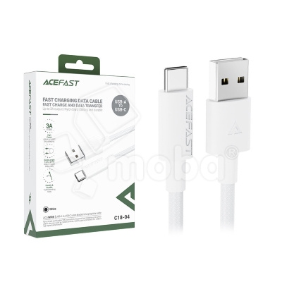 Acefast C18-04 USB-A to USB-C braid charging data cable,white white