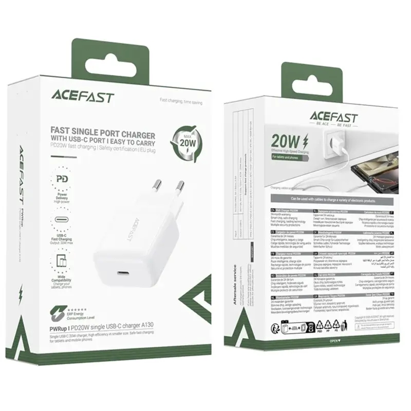 Acefast A130 PD20W single USB-C charger (EU) white