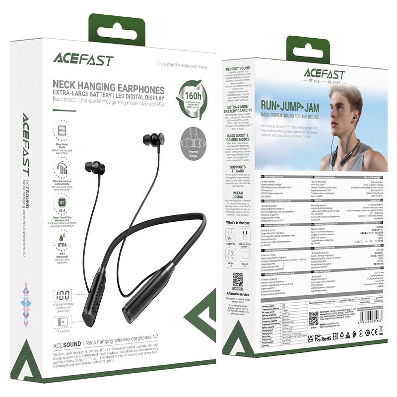 Acefast N7 neck hanging wireless earphones black