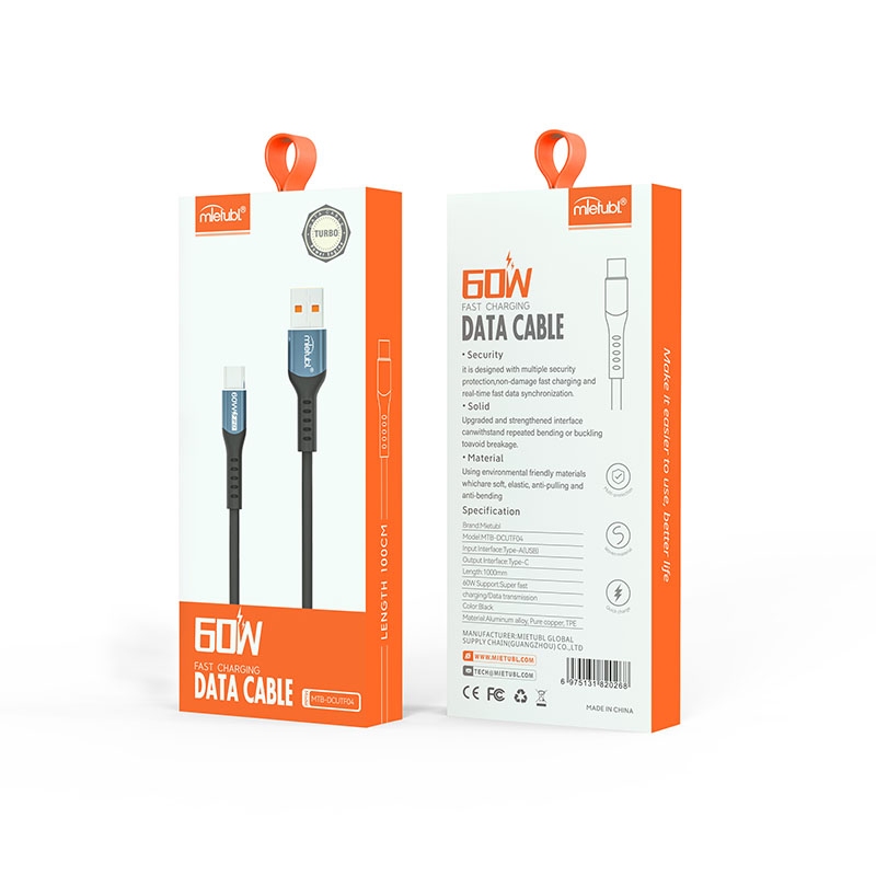 Mietubl Cable 1M 5A/60W USB-Type-C DCUTF04 Aluminum alloy TPE Data cable Black