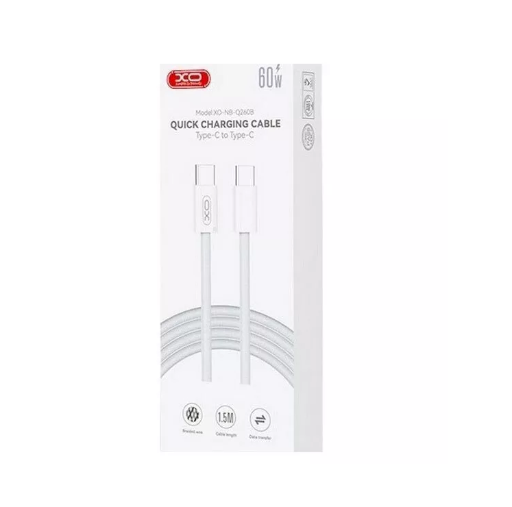 XO NB-Q260C Type-c TO Type-c 60W 3m braided data cable White