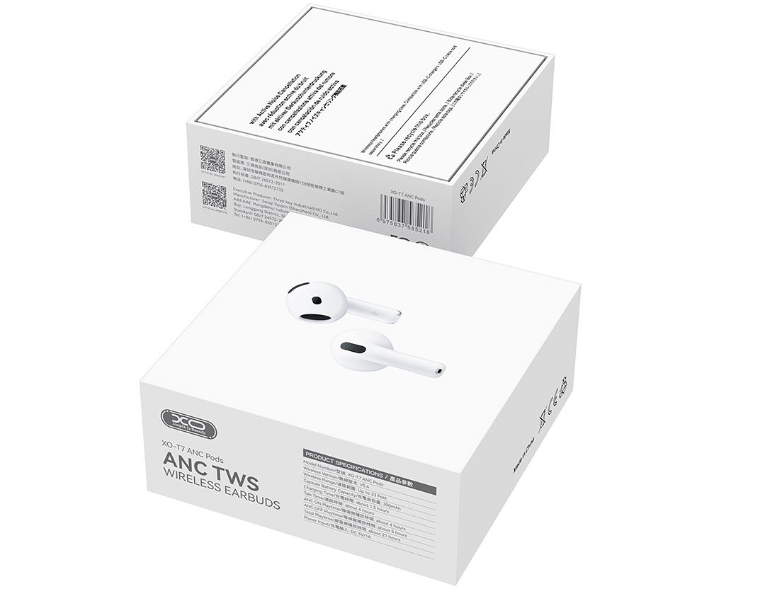 XO T7 ANC Pods 6th Generation Noise Cancelling TWS Standard Edition white