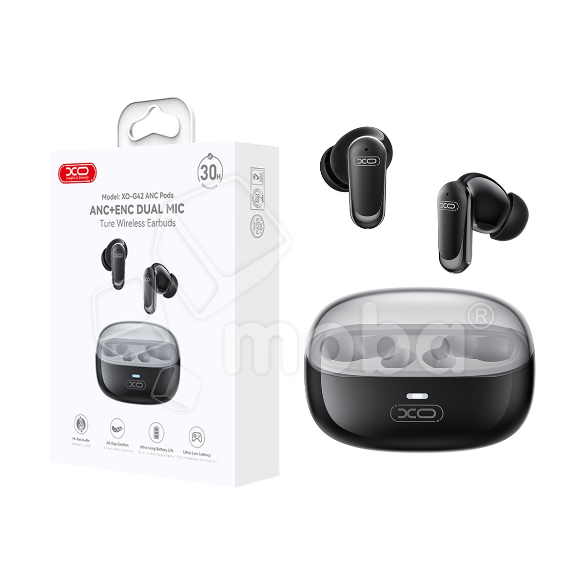 XO G42 Golden Bud Exquisite Dual-Mic ANC+ENC TWS Earbuds Black