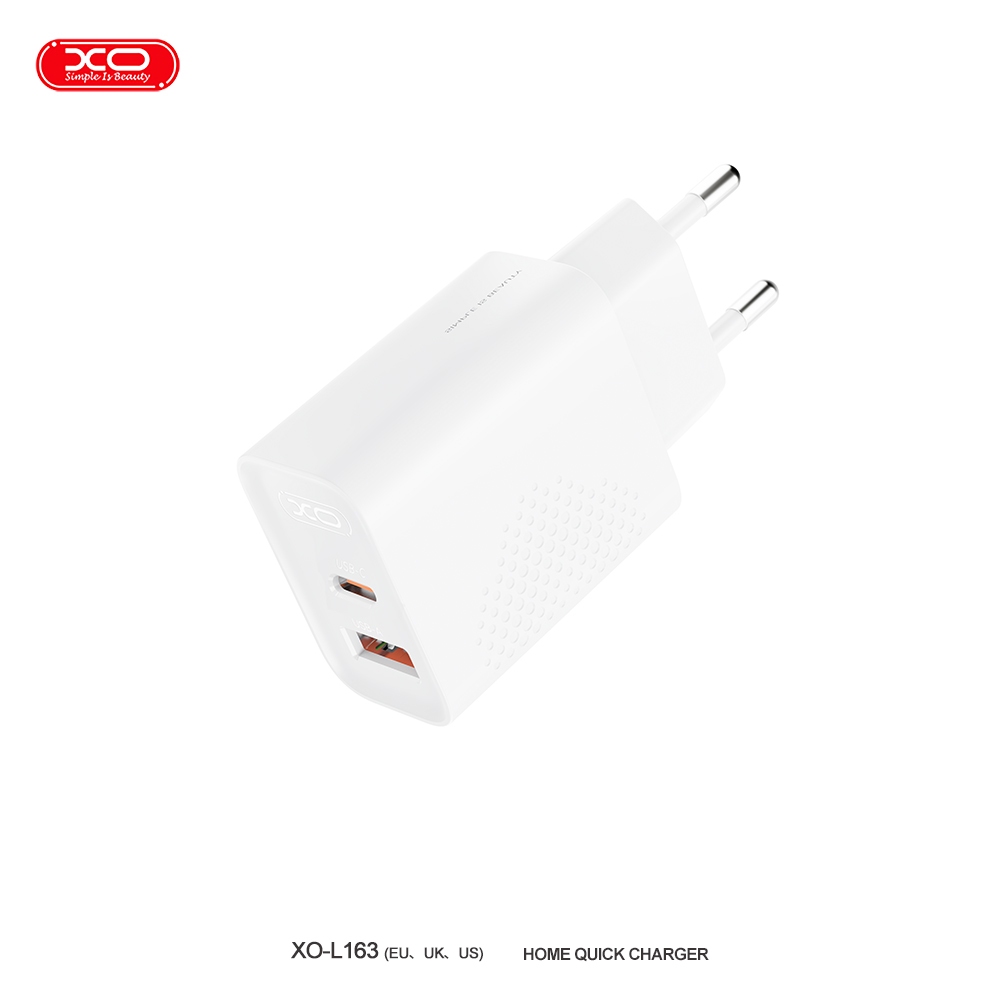 XO L163(EU) PD30W/QC18W (1USB-A+1USB-C) Fast Charger White
