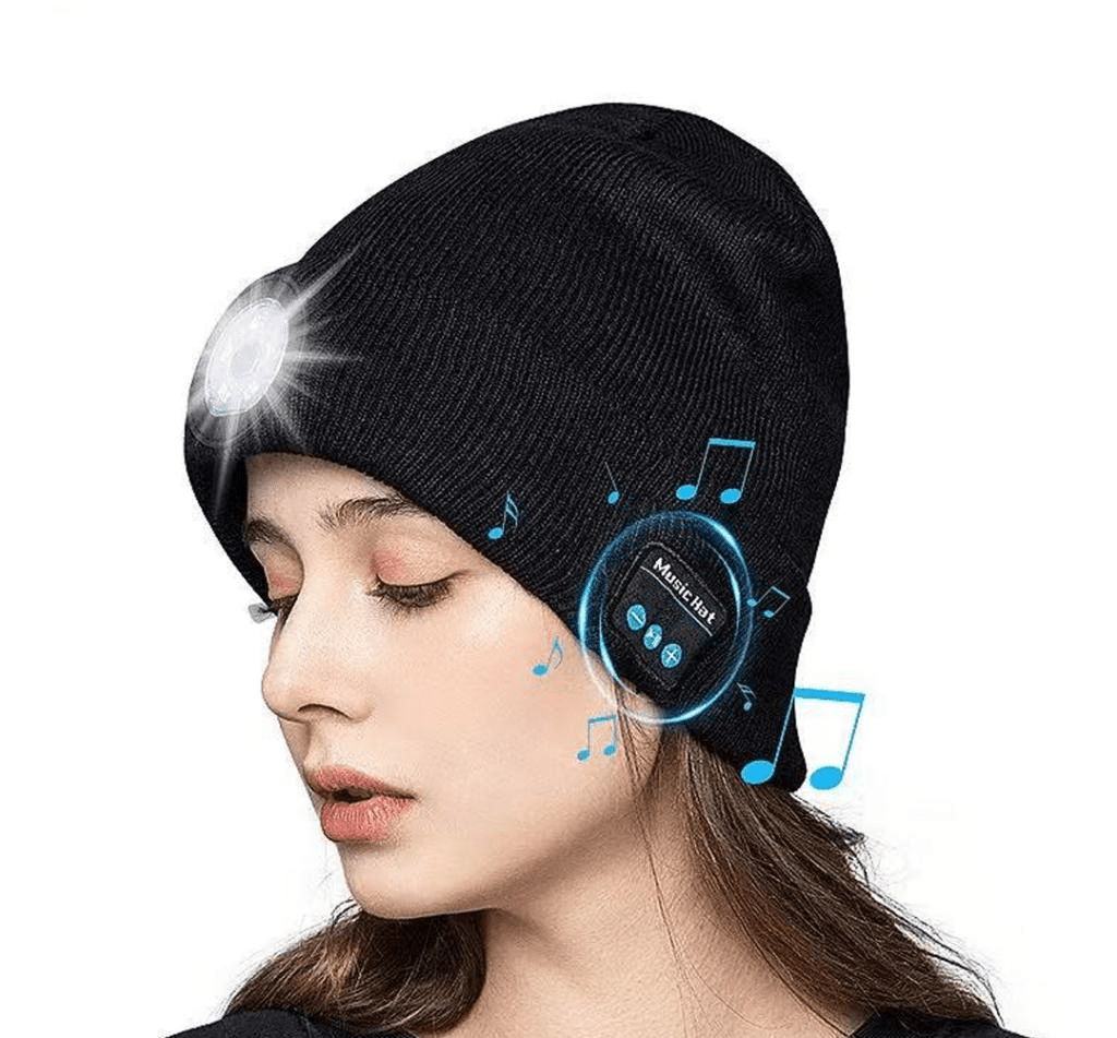 XO M02 Bluetooth Music Knitted Hat Removable and Washable With LED Lighting black