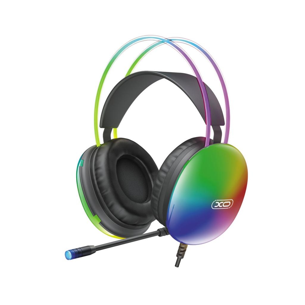 XO GE11 Colorful RGB Gaming Headset with Microphone (USB + 3.5mm, Adapter) black