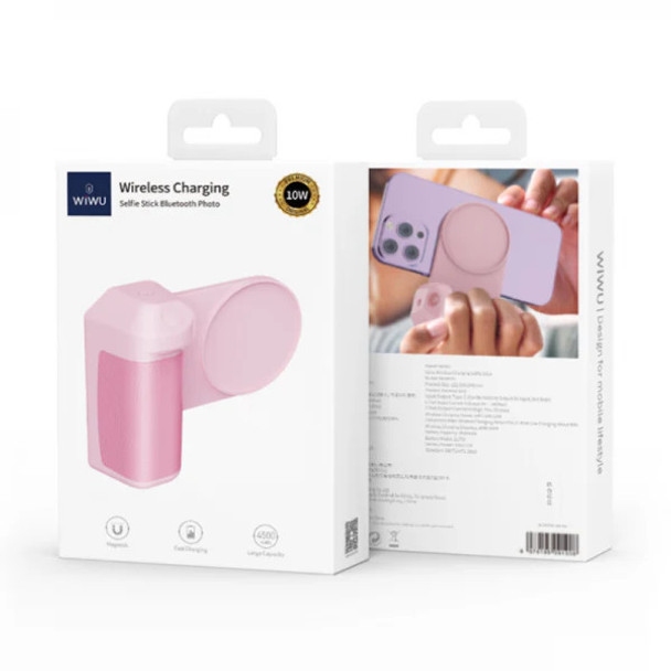 Wiwu Cableless Charger& Power bank& Selfie Stick Wi-W016 Pink