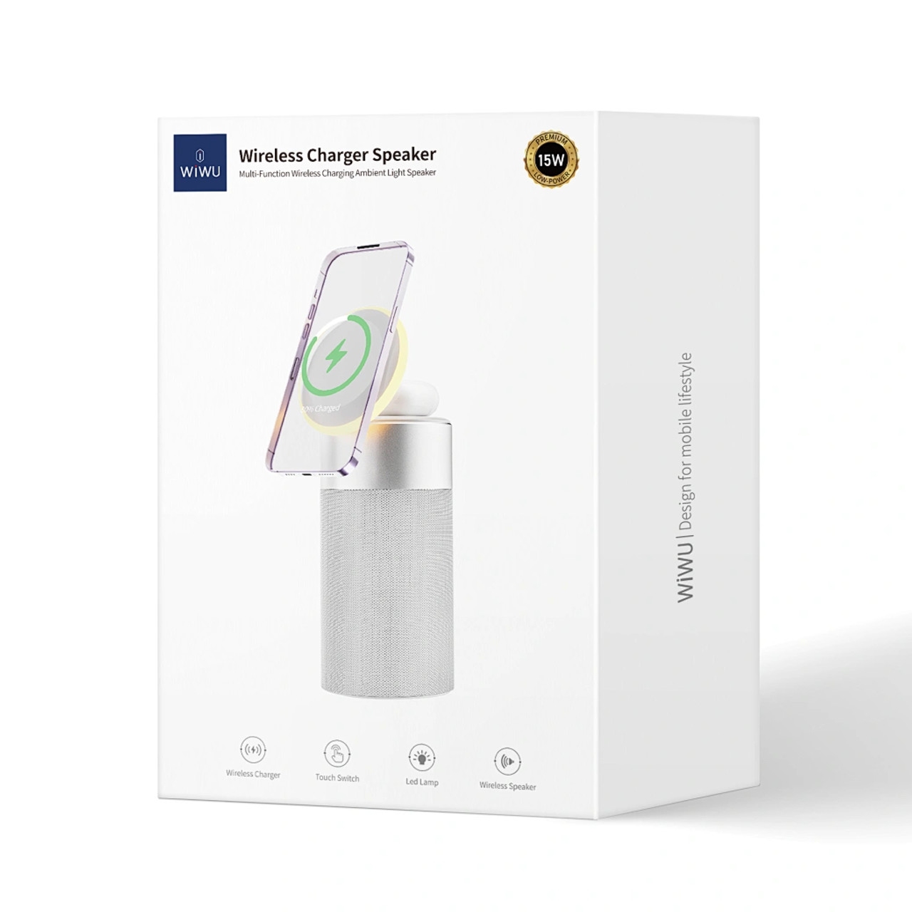 Wiwu 3 in 1 Cableless charger speaker Wi-W022 White