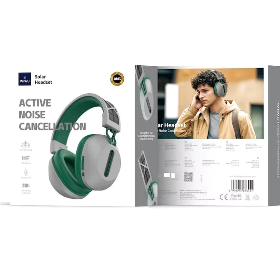 Wiwu solar  wireless  Headphone TD-06 ANC Grey+Military Green