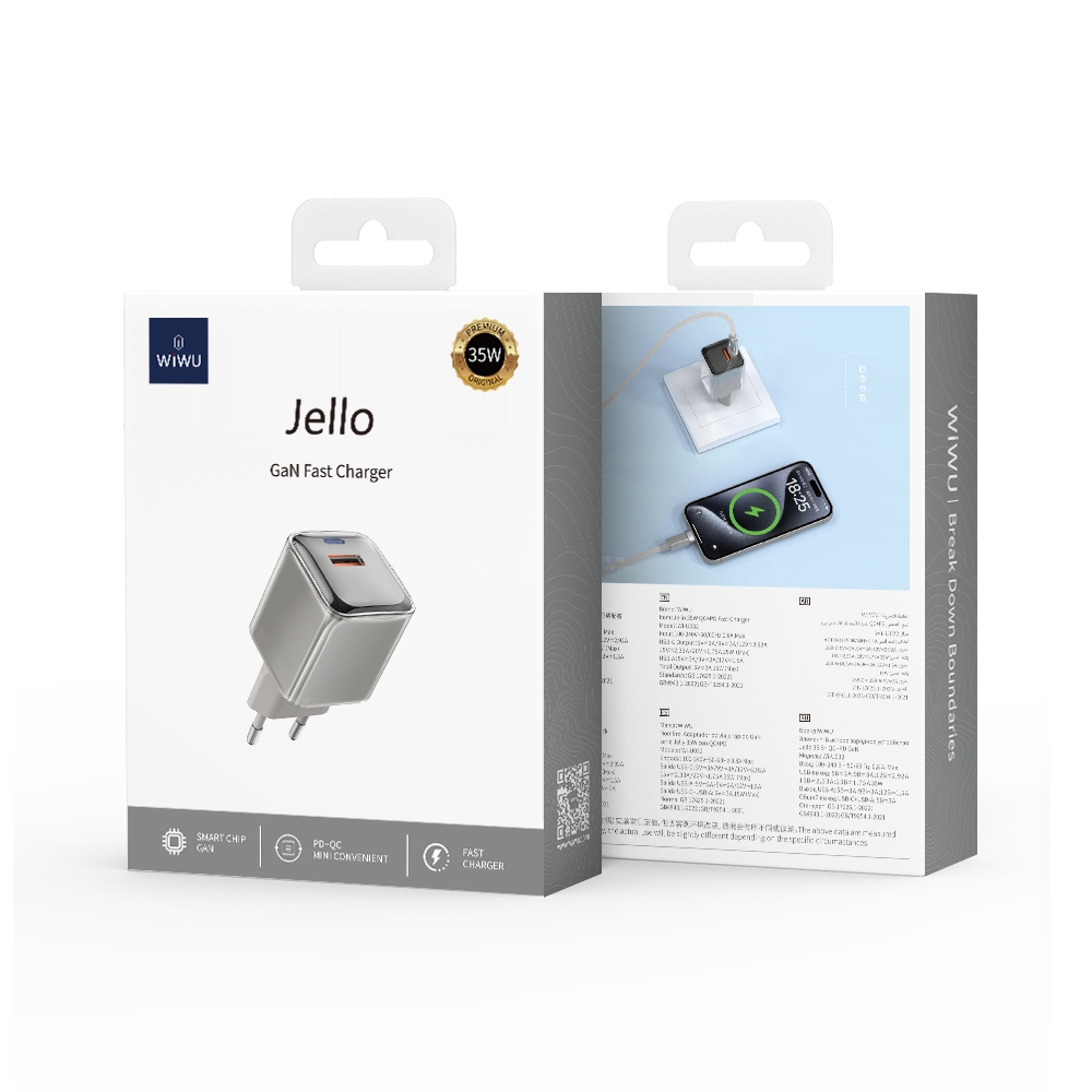Wiwu WiWU Jello 35W QC+PD GaN Fast Charger Wi-U032 EU Titanium
