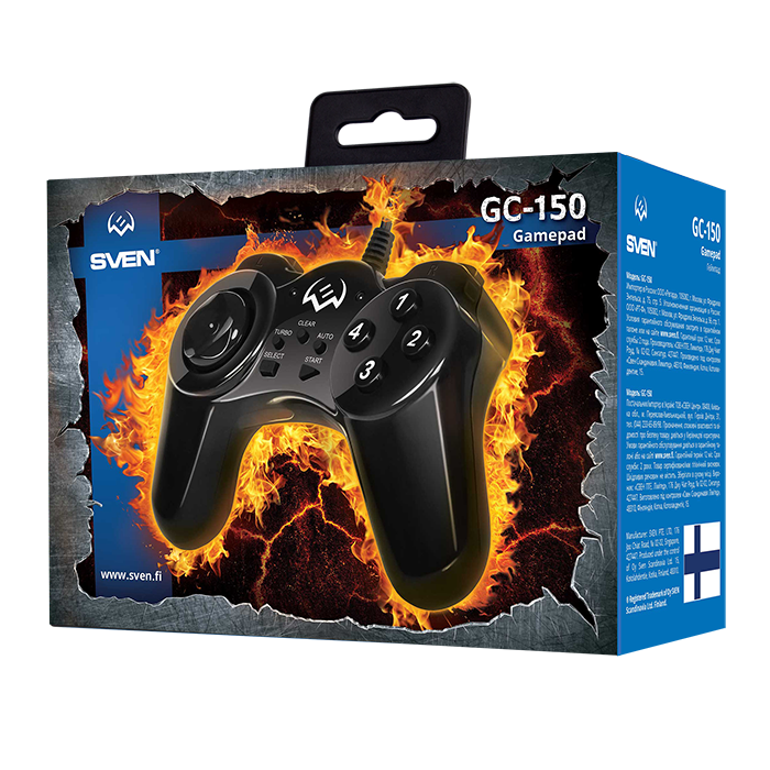 Gamepad SVEN GC-150, 2 axes, D-Pad ,13 buttons, Turbo function, USB, Black