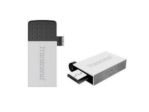 64GB USB2.0/Micro-USB Flash Drive Transcend 'JetFlash 380', Silver, Metal Case,OTG (R/W:20/10MB/s)