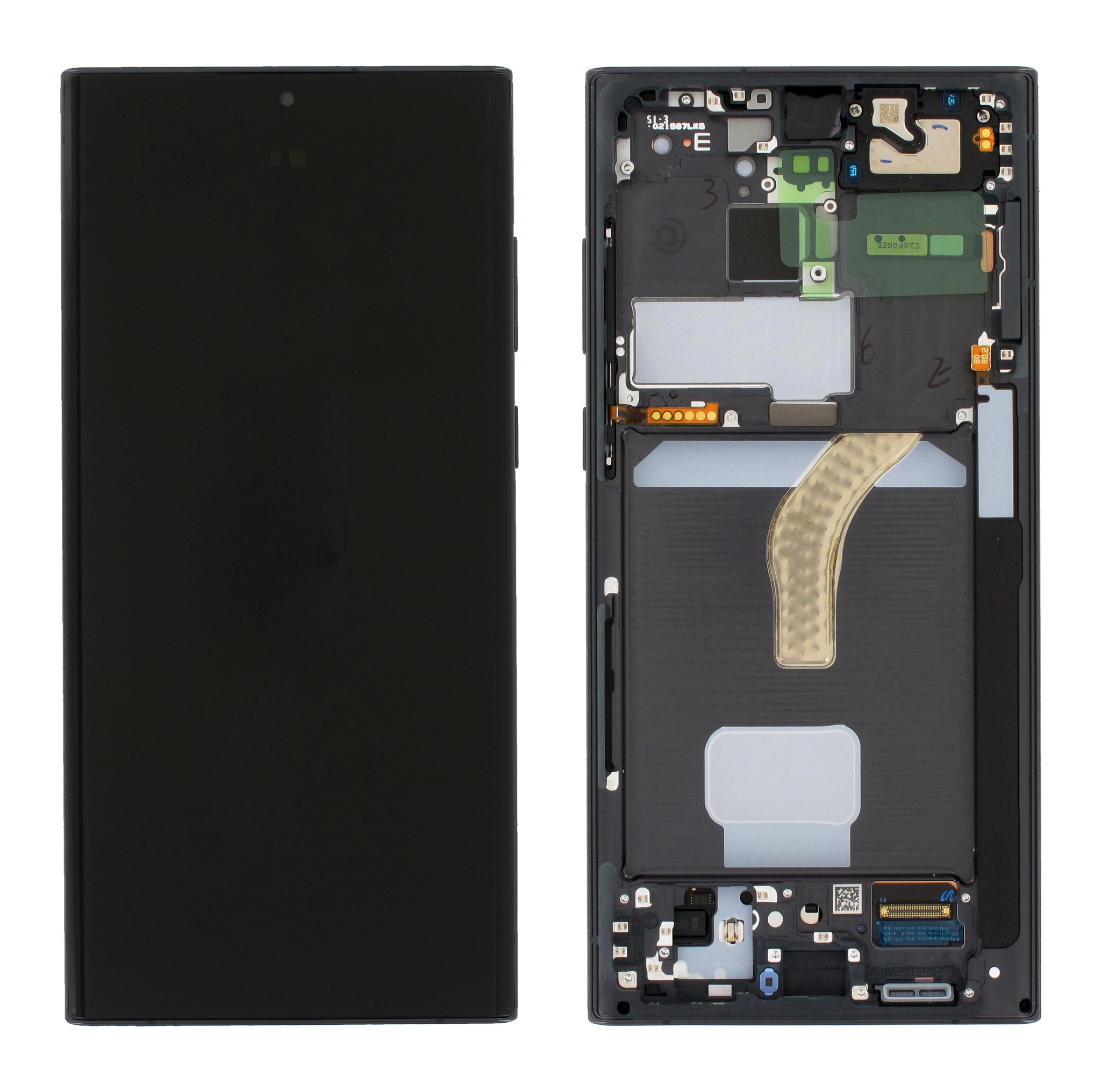 LCD SAMSUNG S22 ULTRA / S908 BLACK WITH FRAME ORIGINAL (SERVICE PACK)